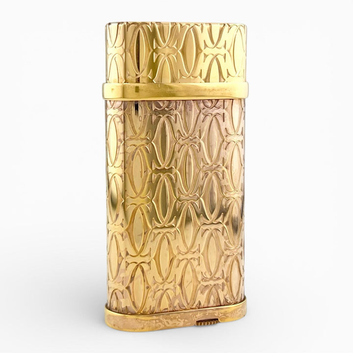 良品▲Cartier カルティエ ゴドロン ハッピーバースデー 2Cデコール ローラー式 ガスライター GPゴールド ケース付 メンズ 着火確認済み