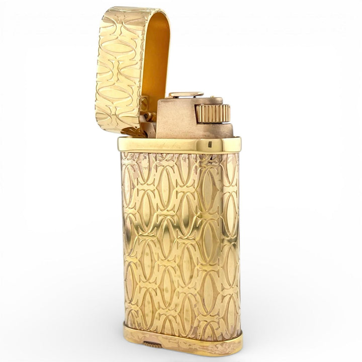 良品▲Cartier カルティエ ゴドロン ハッピーバースデー 2Cデコール ローラー式 ガスライター GPゴールド ケース付 メンズ 着火確認済み