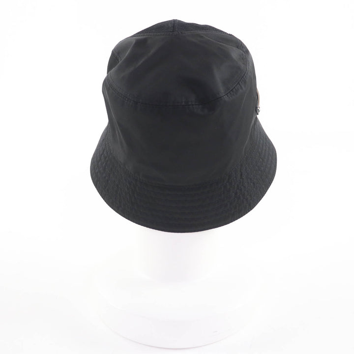 美品☆PRADA プラダ 2HC281 トライアングルロゴ Re-Nylon バケットハット 帽子 ハット ブラック M イタリア製 正規品 レディース
