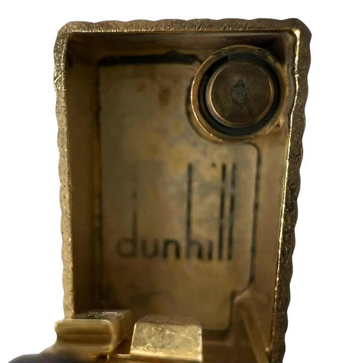 美品▲Dunhill ダンヒル スクエア ダイヤモンド柄 ローラー式 喫煙具 ガス ライター ゴールド ケース付き スイス製 メンズ 着火確認済み