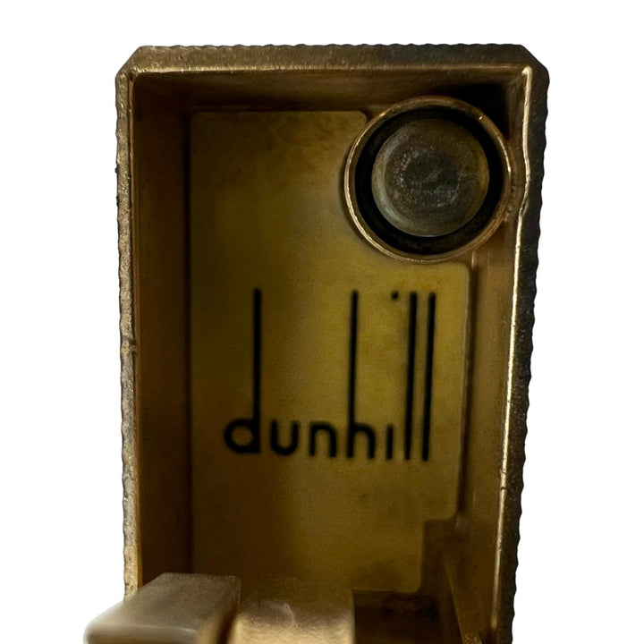 美品▲Dunhill ダンヒル スクエア 総柄 ローラー式 喫煙具 ガス ライター ゴールド ケース付き スイス製 メンズ 着火確認済み