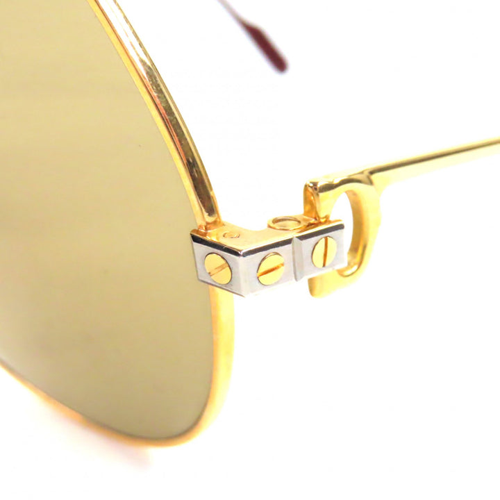 極美品▼Cartier カルティエ ヴィンテージ サントス ドゥ カルティエ ツーブリッジ ティアドロップ サングラス ゴールド ボルドー メンズ