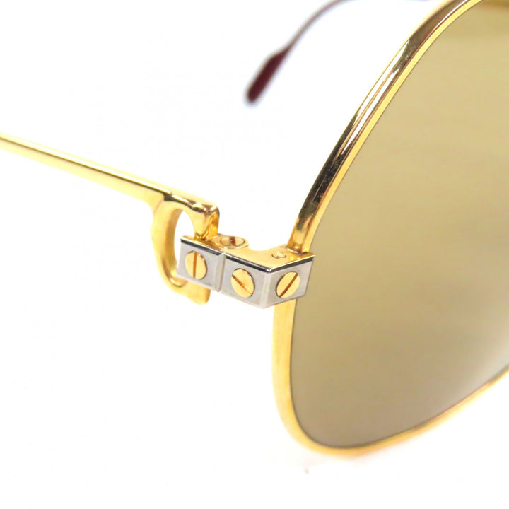 極美品▼Cartier カルティエ ヴィンテージ サントス ドゥ カルティエ ツーブリッジ ティアドロップ サングラス ゴールド ボルドー メンズ