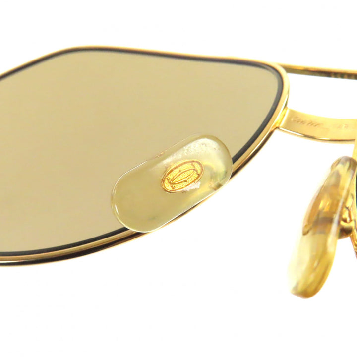 極美品▼Cartier カルティエ ヴィンテージ サントス ドゥ カルティエ ツーブリッジ ティアドロップ サングラス ゴールド ボルドー メンズ