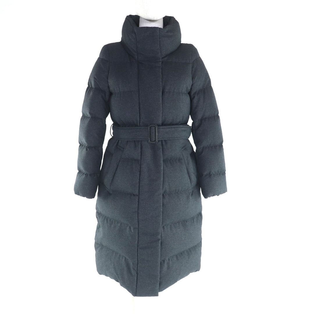 極美品★Mackintosh マッキントッシュ ベルト付 スタンドカラー比翼仕立て ダウンコート アウター ダークグレー 36 正規品 レディース