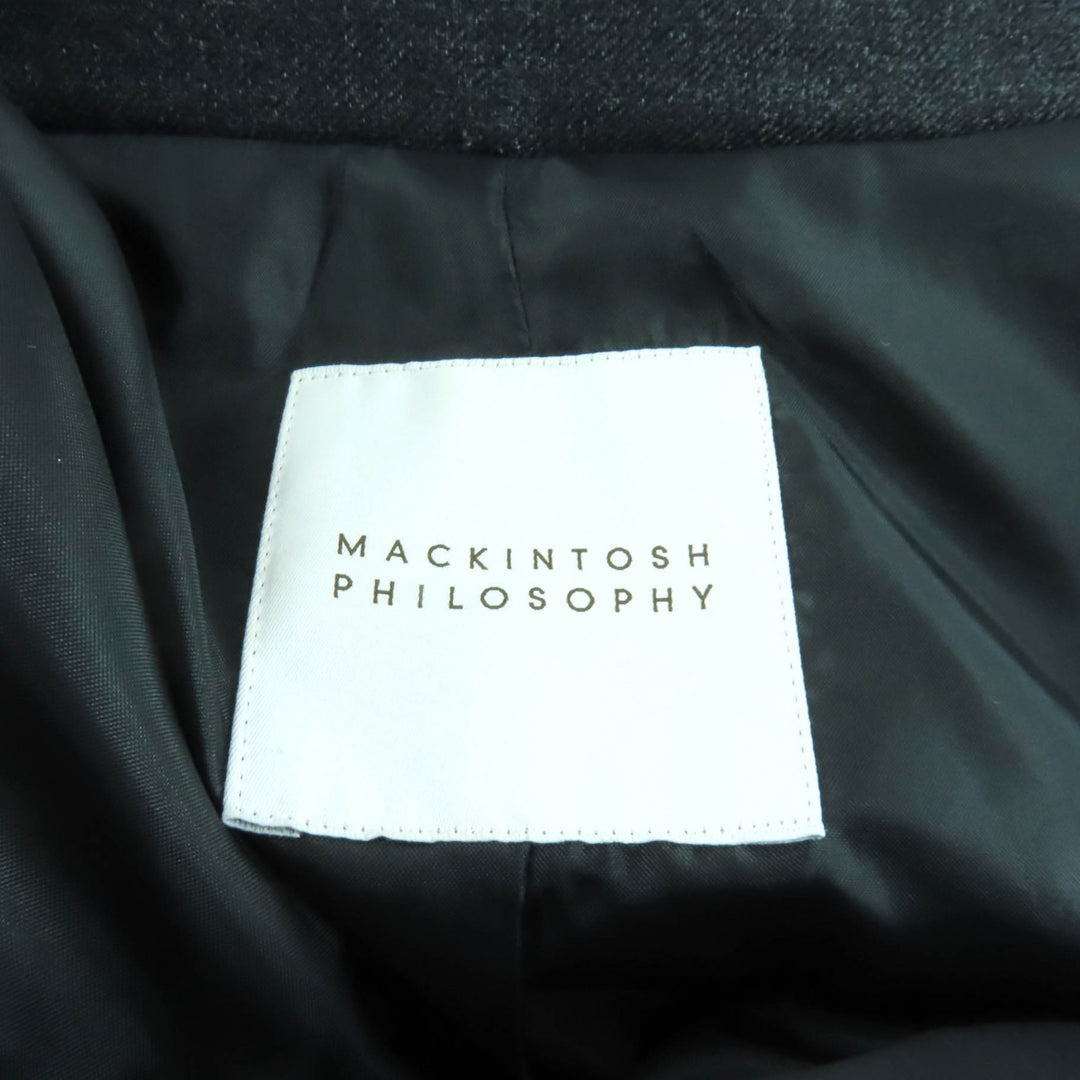 極美品★Mackintosh マッキントッシュ ベルト付 スタンドカラー比翼仕立て ダウンコート アウター ダークグレー 36 正規品 レディース