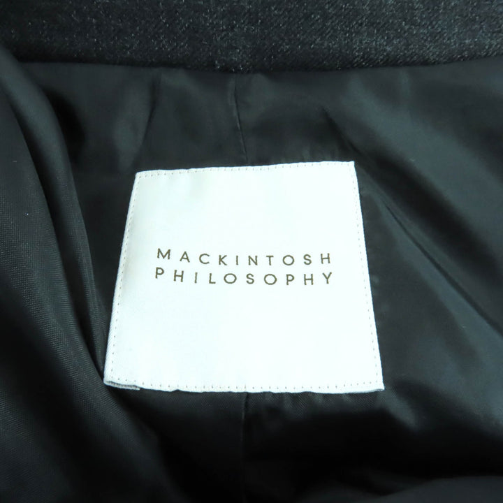 極美品★Mackintosh マッキントッシュ ベルト付 スタンドカラー比翼仕立て ダウンコート アウター ダークグレー 36 正規品 レディース