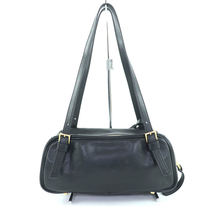 美品◇VERSACE ヴェルサーチェ 1015792 タグ ナッパ ボウリング バッグ メデューサチャーム付き レザーハンドバッグ 伊製 定価209000円