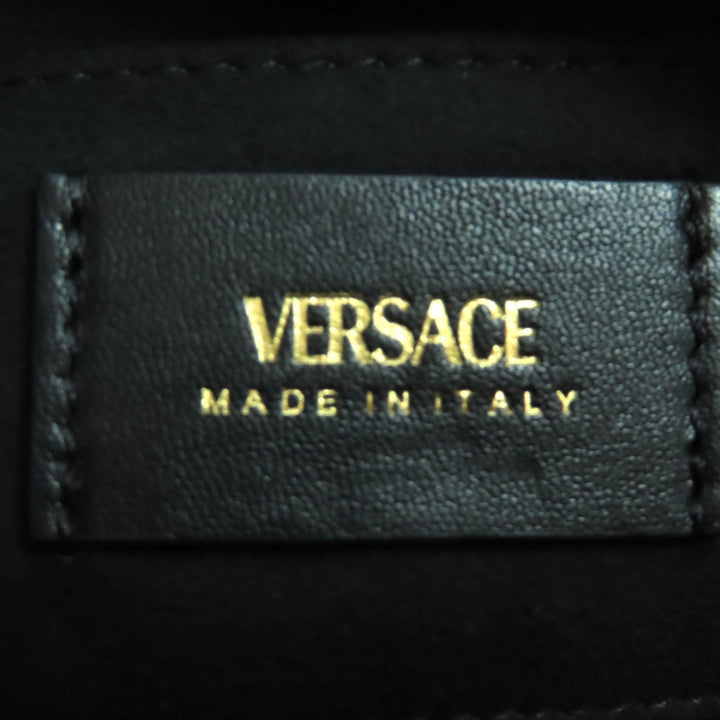 美品◇VERSACE ヴェルサーチェ 1015792 タグ ナッパ ボウリング バッグ メデューサチャーム付き レザーハンドバッグ 伊製 定価209000円