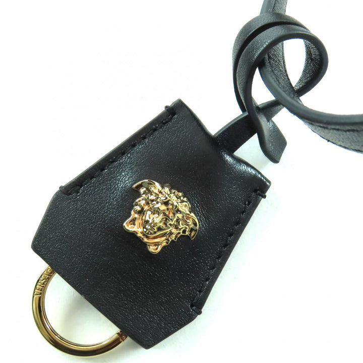 美品◇VERSACE ヴェルサーチェ 1015792 タグ ナッパ ボウリング バッグ メデューサチャーム付き レザーハンドバッグ 伊製 定価209000円