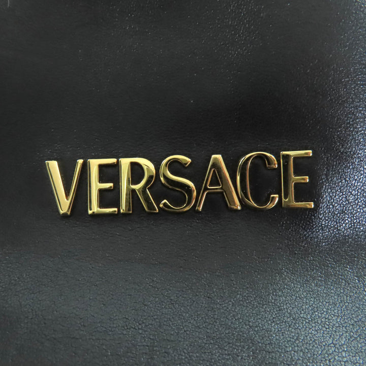 美品◇VERSACE ヴェルサーチェ 1015792 タグ ナッパ ボウリング バッグ メデューサチャーム付き レザーハンドバッグ 伊製 定価209000円