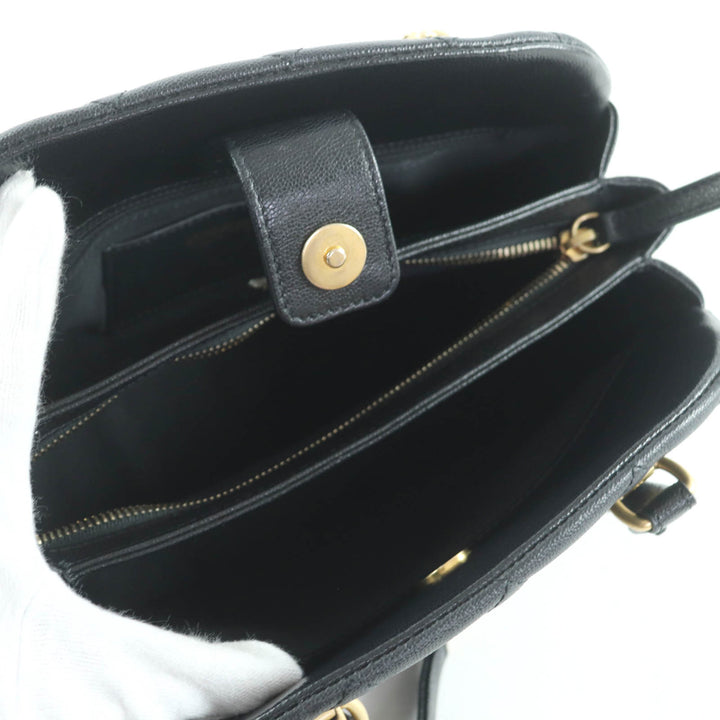 極美品☆CHANEL シャネル AS3893 キャビアスキン マトラッセ ココマーク 2WAYボーリングバッグ ハンドバッグ ブラック ゴールド金具