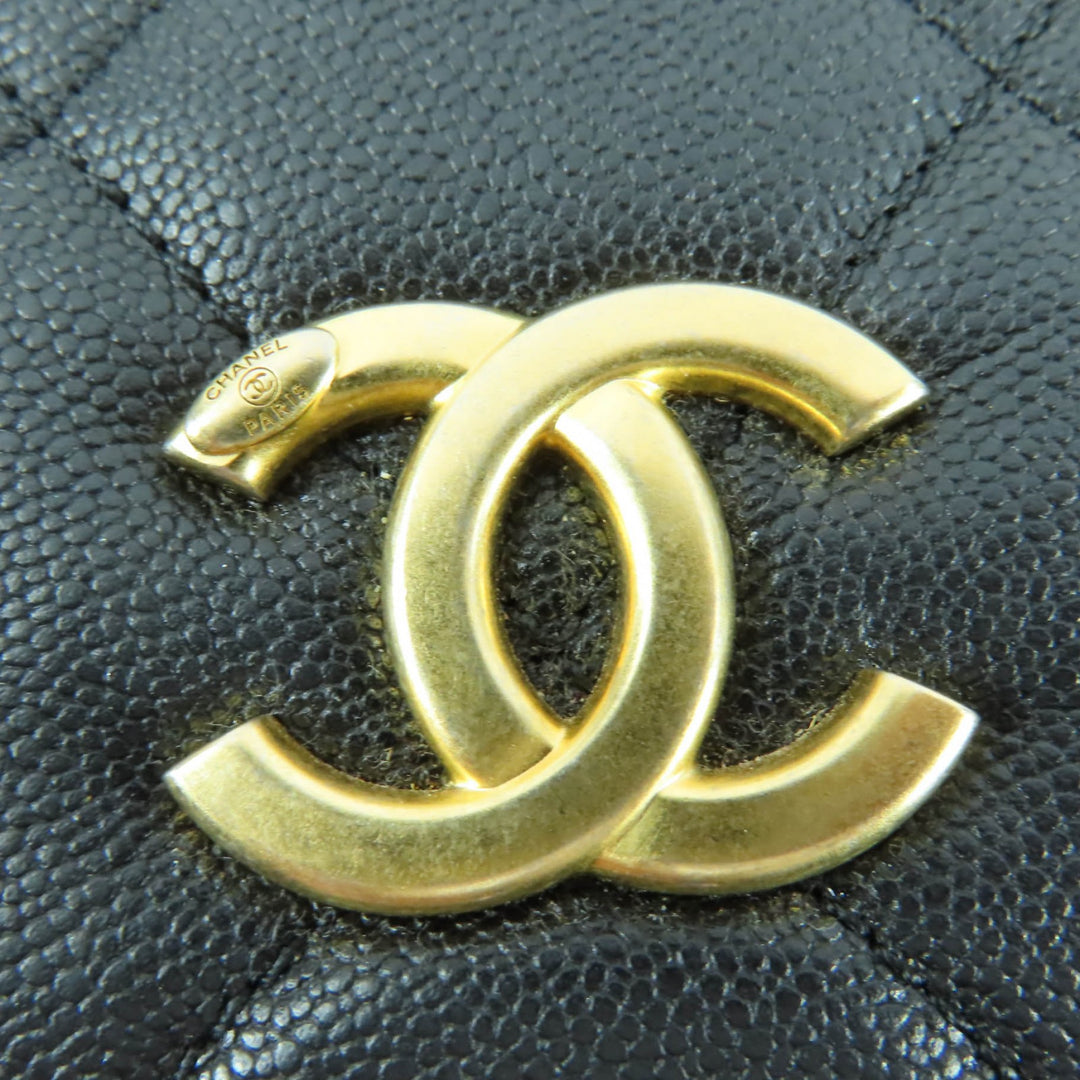 極美品☆CHANEL シャネル AS3893 キャビアスキン マトラッセ ココマーク 2WAYボーリングバッグ ハンドバッグ ブラック ゴールド金具