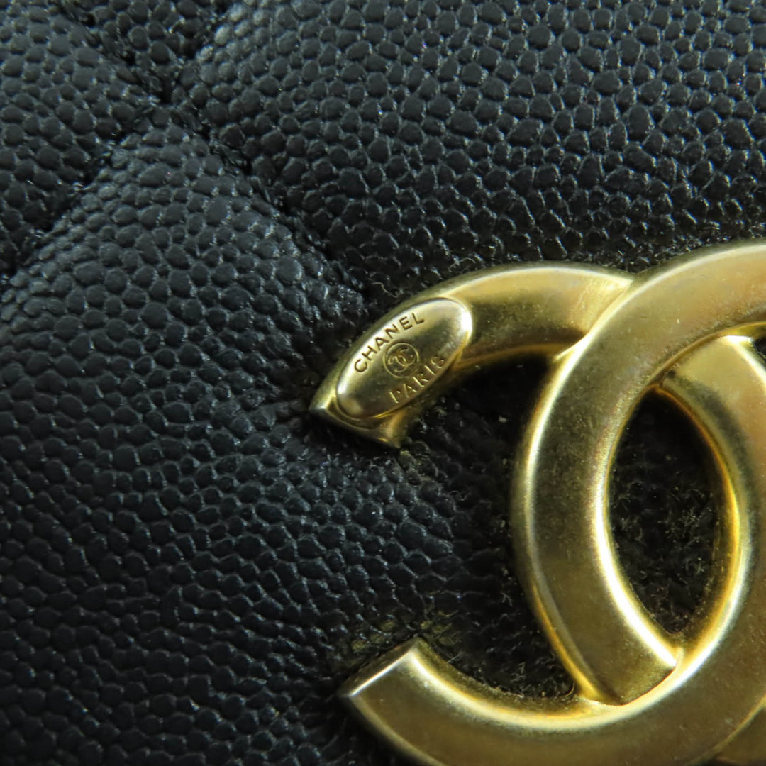 極美品☆CHANEL シャネル AS3893 キャビアスキン マトラッセ ココマーク 2WAYボーリングバッグ ハンドバッグ ブラック ゴールド金具