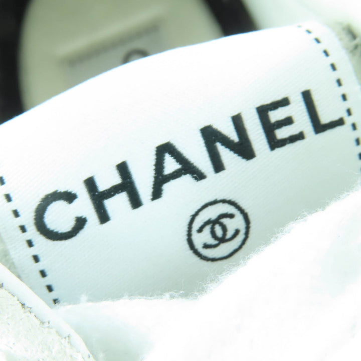 良品☆CHANEL シャネル 23B 2023年製 G45208 ココマーク レースアップ スウェードレザー ローカットスニーカー ホワイト 36 レディース
