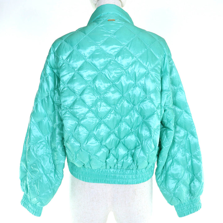 美品△Herno ヘルノ 2023年 PI001875D ロゴパッチ ダイヤモンドキルティング ショートダウンジャケット グリーン 42 正規品 レディース