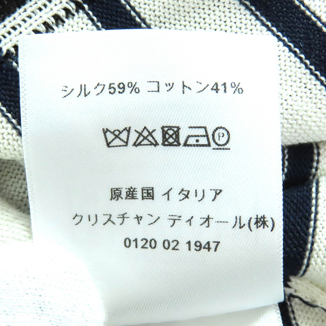 未使用品△Christian Dior クリスチャンディオール 144S49CP603 シルク コットン CAPRI ボーダー柄 セーラーカラー 長袖ニット 34 正規品