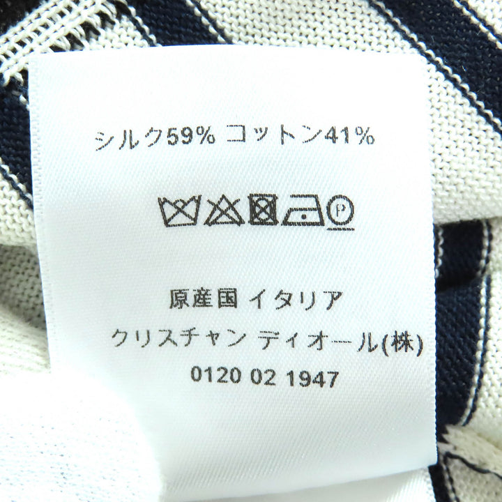 未使用品△Christian Dior クリスチャンディオール 144S49CP603 シルク コットン CAPRI ボーダー柄 セーラーカラー 長袖ニット 34 正規品
