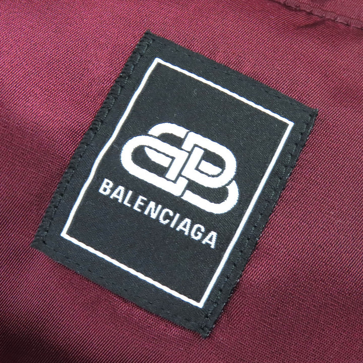 極美品△BALENCIAGA バレンシアガ 594907 Grape nylon oversize jacket フード付き 中綿入 コート ボルドー 42 イタリア製 正規品 メンズ