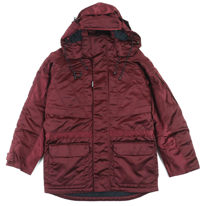 極美品△BALENCIAGA バレンシアガ 594907 Grape nylon oversize jacket フード付き 中綿入 コート ボルドー 42 イタリア製 正規品 メンズ
