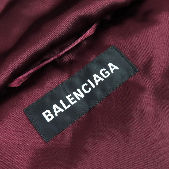 極美品△BALENCIAGA バレンシアガ 594907 Grape nylon oversize jacket フード付き 中綿入 コート ボルドー 42 イタリア製 正規品 メンズ