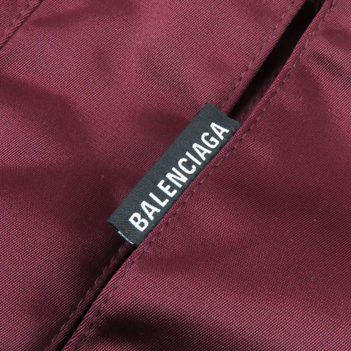 極美品△BALENCIAGA バレンシアガ 594907 Grape nylon oversize jacket フード付き 中綿入 コート ボルドー 42 イタリア製 正規品 メンズ