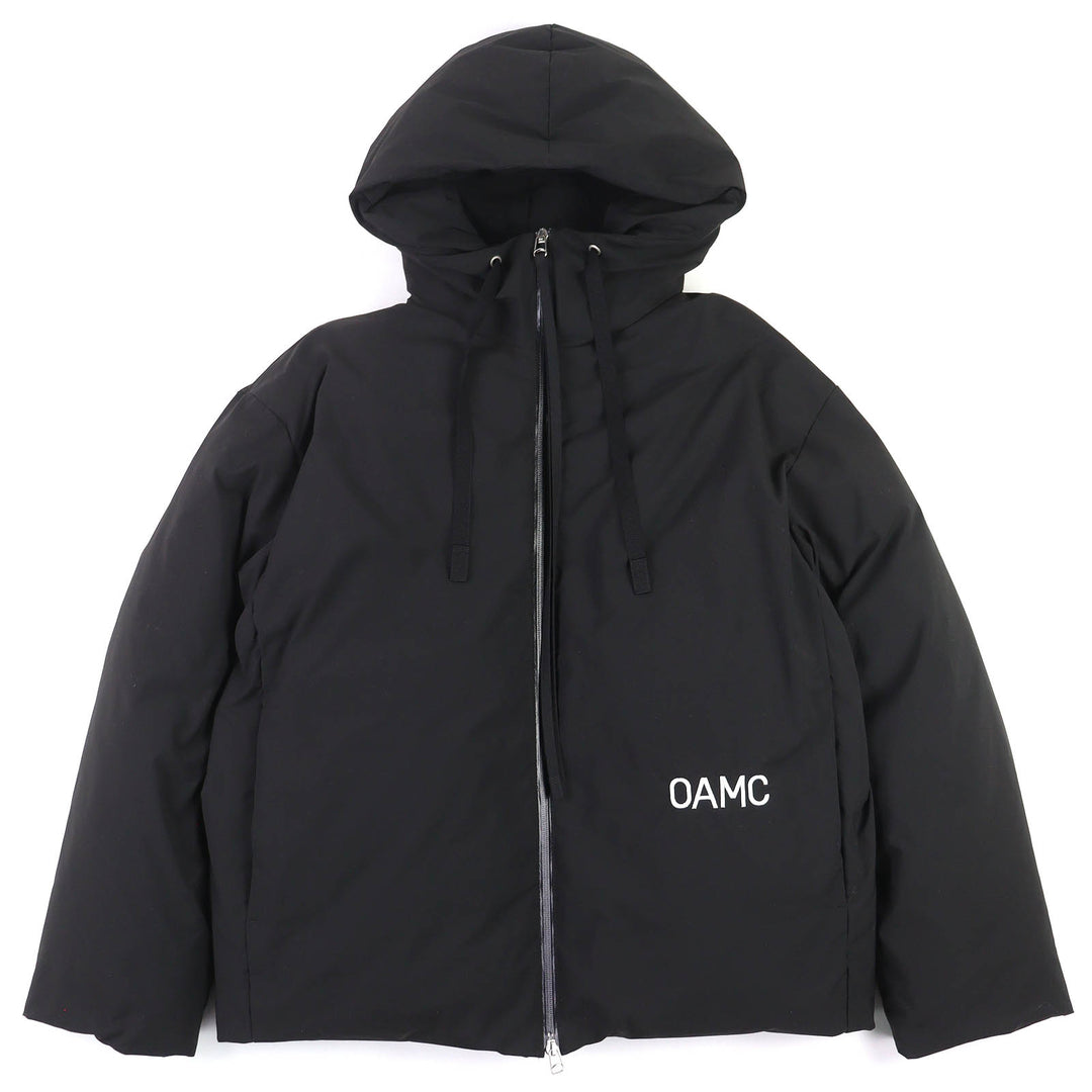 極美品△OAMC オーエーエムシー 22AW 22A280AU63 Peacemaker LITHIUM DOWN JACKET ロゴ刺繍 フード付き ダウンジャケット 黒 L 正規品