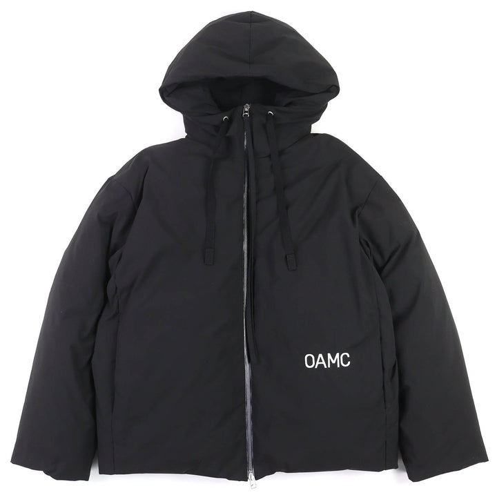 極美品△OAMC オーエーエムシー 22AW 22A280AU63 Peacemaker LITHIUM DOWN JACKET ロゴ刺繍 フード付き ダウンジャケット 黒 L 正規品