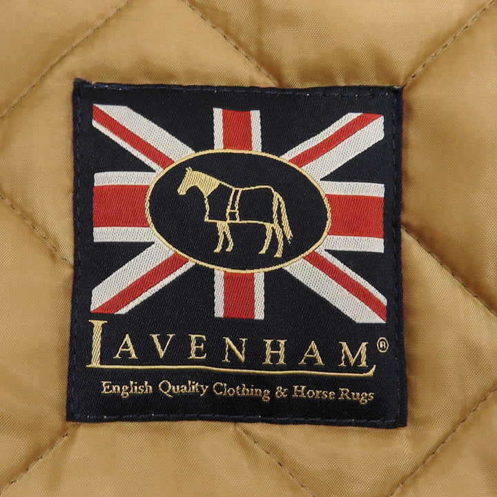 美品▲LAVENHAM ラベンハム コーデュロイ使い ロゴボタン フード付き キルティング 中綿コート ブラウン 38 英国製 正規品 レディース