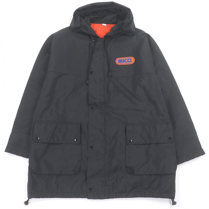 美品□GUCCI グッチ 512997 Sega Pool Patch Nylon Jacket ロゴワッペン 中綿入り ナイロンコート ブラック 50 イタリア製 正規品 メンズ