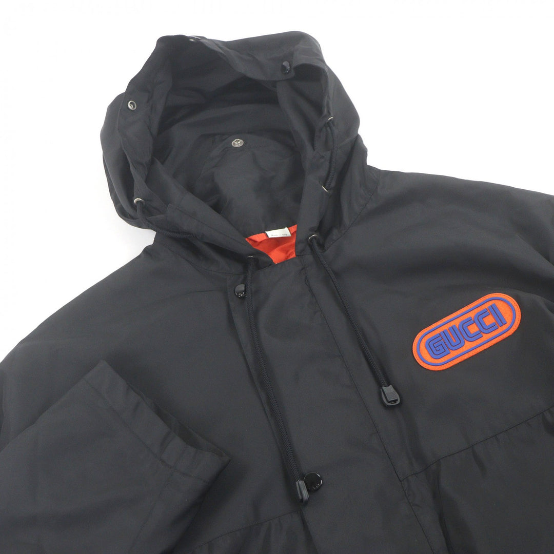 美品□GUCCI グッチ 512997 Sega Pool Patch Nylon Jacket ロゴワッペン 中綿入り ナイロンコート ブラック 50 イタリア製 正規品 メンズ