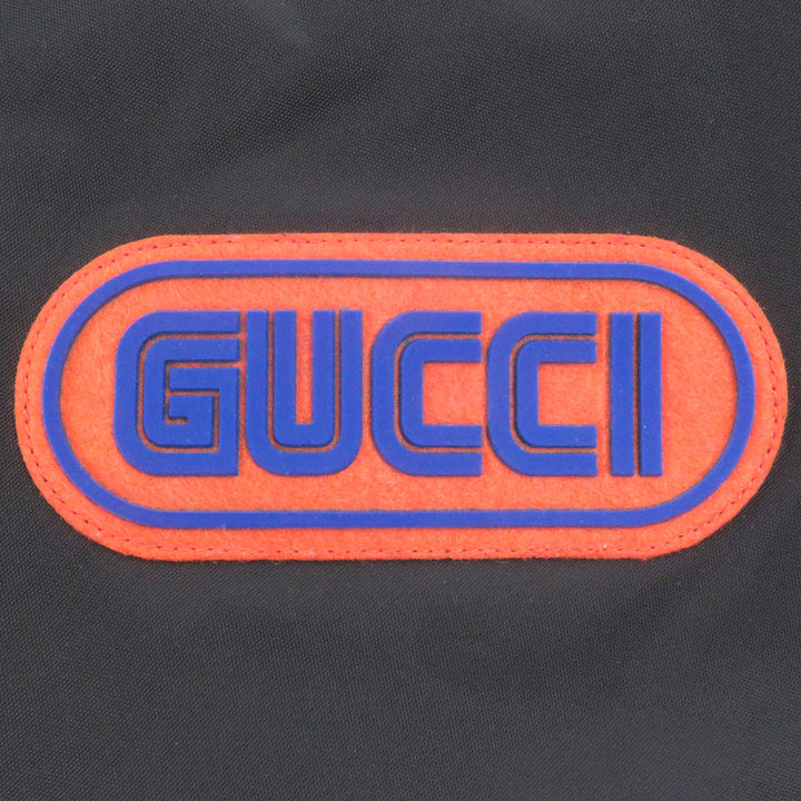 美品□GUCCI グッチ 512997 Sega Pool Patch Nylon Jacket ロゴワッペン 中綿入り ナイロンコート ブラック 50 イタリア製 正規品 メンズ