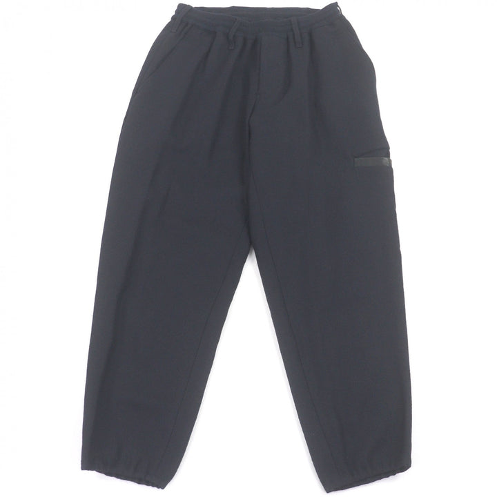 美品□Yohji Yamamoto ヨウジヤマモト HR-P03-141 REGULATION 一部レザー使い S-WリブラップPパンツ パンツ ネイビー 1 日本製 正規品