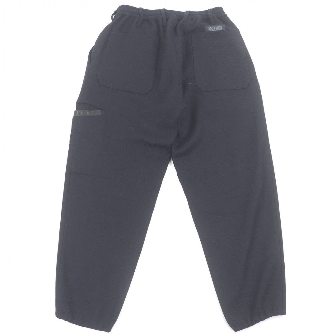美品□Yohji Yamamoto ヨウジヤマモト HR-P03-141 REGULATION 一部レザー使い S-WリブラップPパンツ パンツ ネイビー 1 日本製 正規品