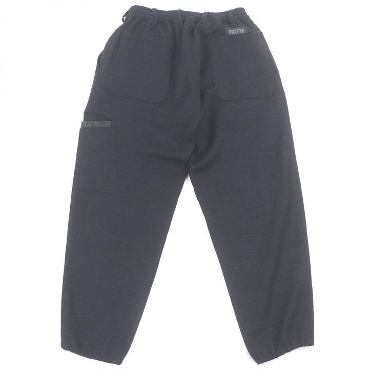 美品□Yohji Yamamoto ヨウジヤマモト HR-P03-141 REGULATION 一部レザー使い S-WリブラップPパンツ パンツ ネイビー 1 日本製 正規品