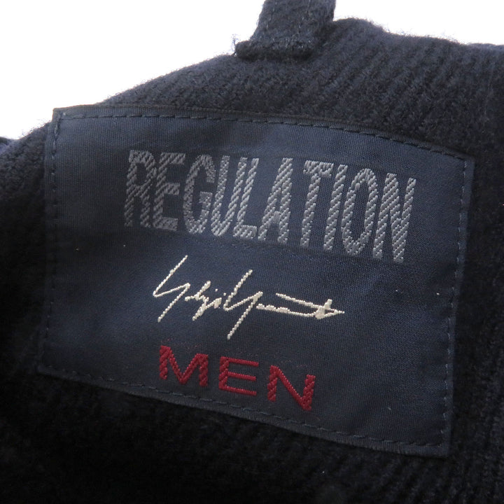 美品□Yohji Yamamoto ヨウジヤマモト HR-P03-141 REGULATION 一部レザー使い S-WリブラップPパンツ パンツ ネイビー 1 日本製 正規品