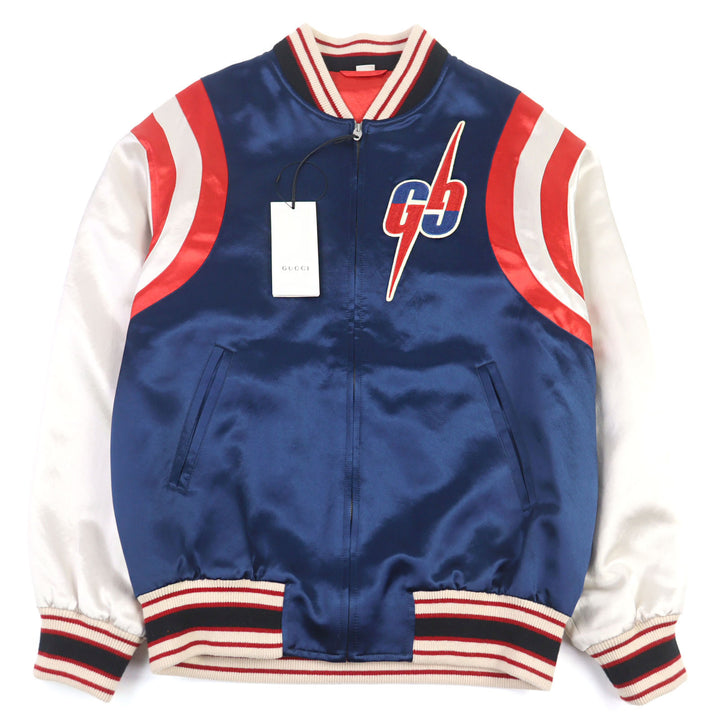 未使用品○GUCCI グッチ 575315 GG Blade Bomber Jacket GGロゴワッペン スーベニアジャケット スカジャン 46 イタリア製 正規品 メンズ