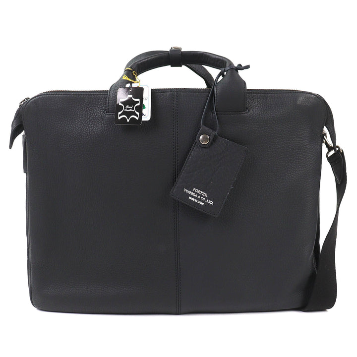 極美品△PORTER ポーター WITH ウィズ レザー 2WAY ブリーフケース ビジネスバッグ ショルダーバッグ ブラック メンズ