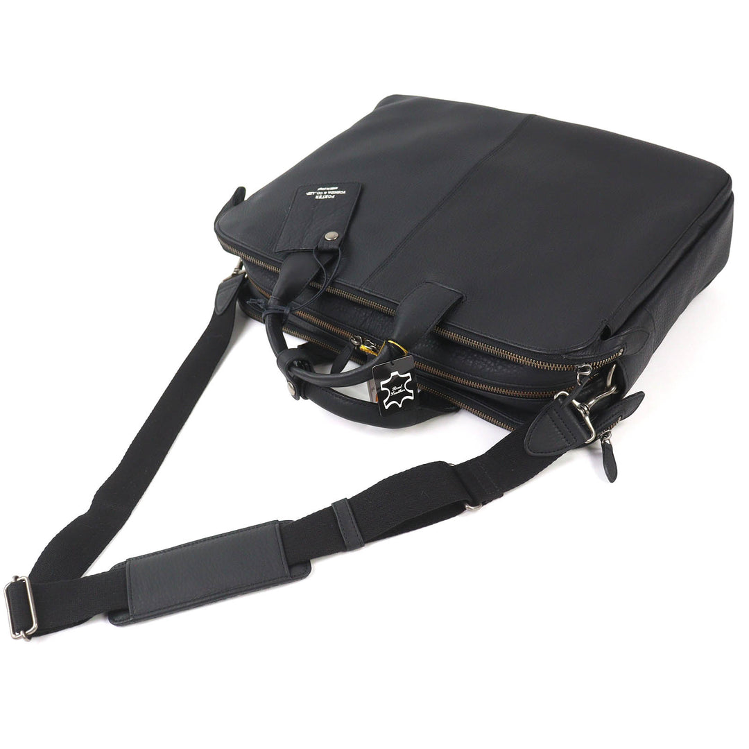 極美品△PORTER ポーター WITH ウィズ レザー 2WAY ブリーフケース ビジネスバッグ ショルダーバッグ ブラック メンズ