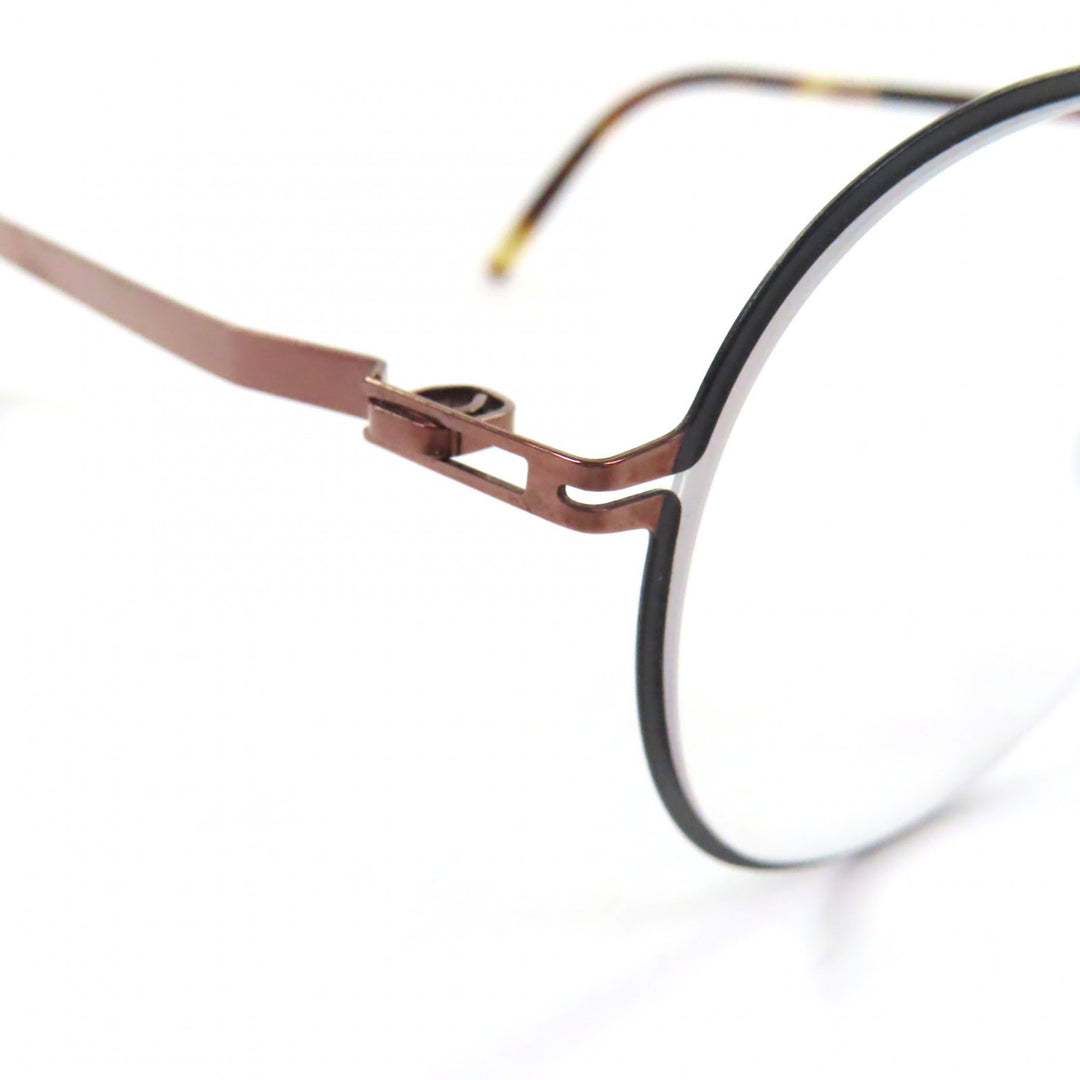 極美品▼MYKITA マイキータ LITE ALMETA ツーブリッジ ラウンド メガネ ブラック ピンクゴールド クリアブラウン マーブル柄 48□20 140
