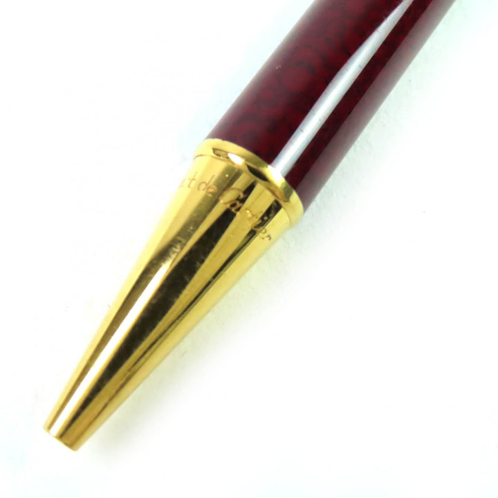 良品△Cartier カルティエ トリニティ マーブル柄 ツイスト式 ボールペン ボルドー ゴールド メンズ 筆記確認済み オススメ◎