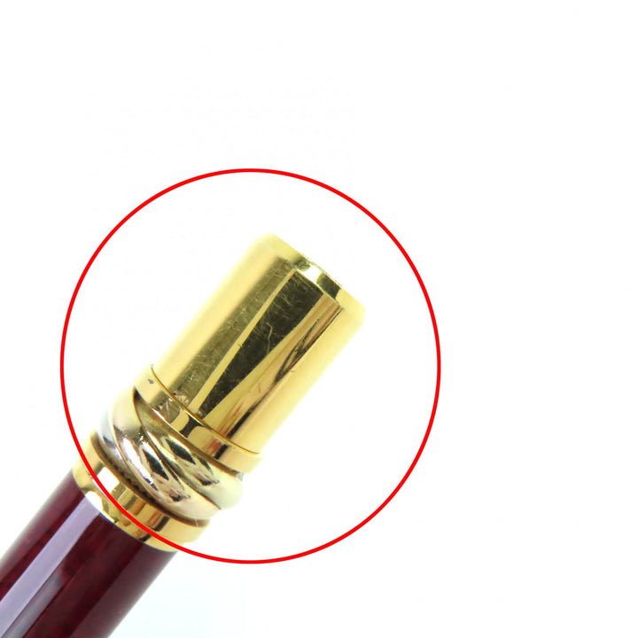 良品△Cartier カルティエ トリニティ マーブル柄 ツイスト式 ボールペン ボルドー ゴールド メンズ 筆記確認済み オススメ◎