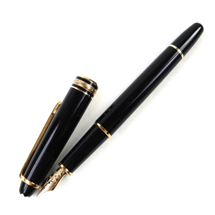 良品△MONTBLANC モンブラン マイスターシュテュック クラシック 14K Fニブ ホワイトスター 万年筆 ブラック ゴールド ドイツ製 メンズ