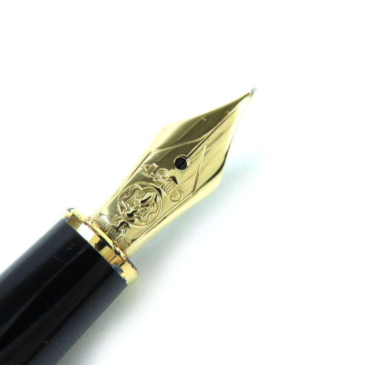 良品△MONTBLANC モンブラン マイスターシュテュック クラシック 14K Fニブ ホワイトスター 万年筆 ブラック ゴールド ドイツ製 メンズ