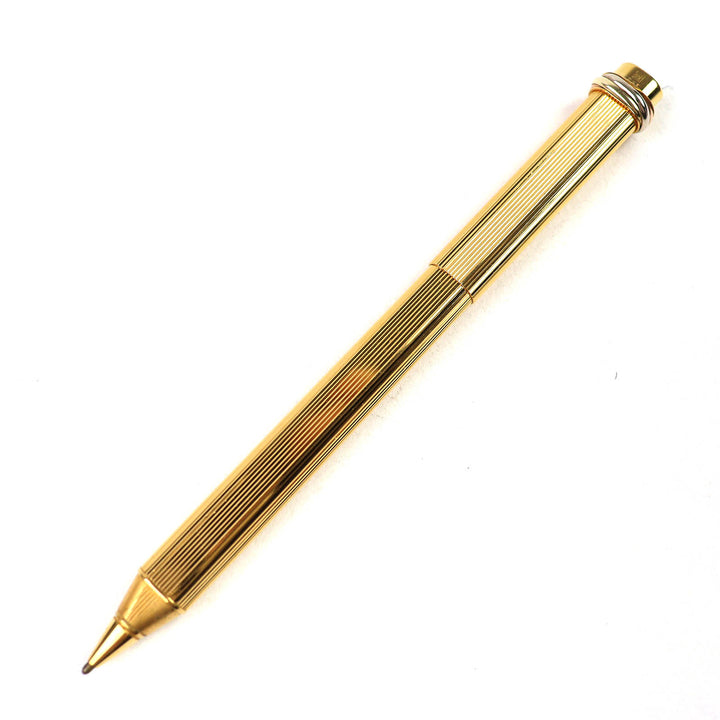 良品△Cartier カルティエ ヴィンテージ トリニティ ストライプ オーバル キャップ式 ボールペン ゴールド フランス製 メンズ オススメ◎