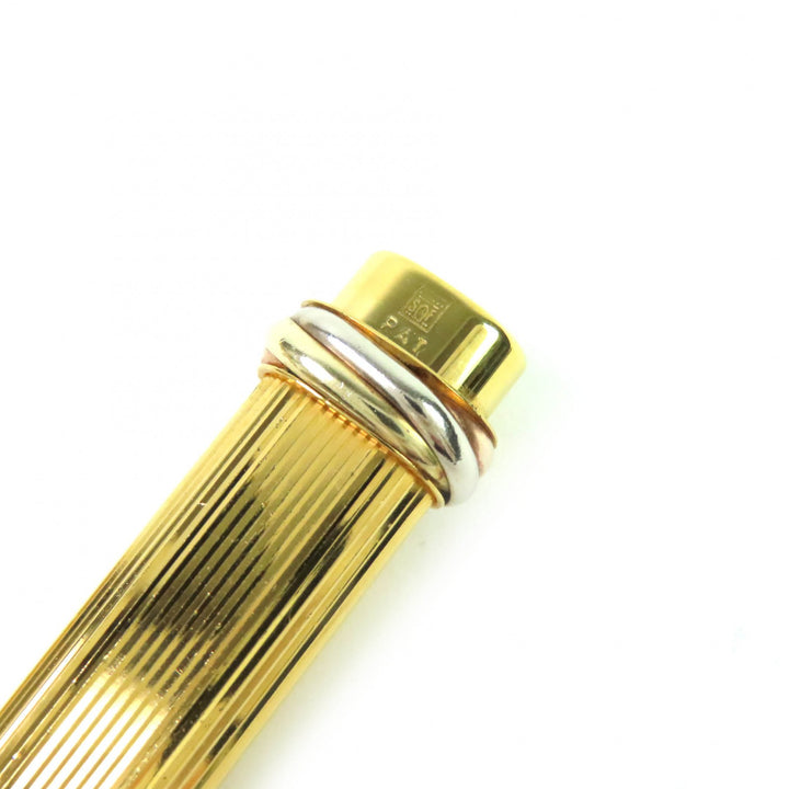 良品△Cartier カルティエ ヴィンテージ トリニティ ストライプ オーバル キャップ式 ボールペン ゴールド フランス製 メンズ オススメ◎