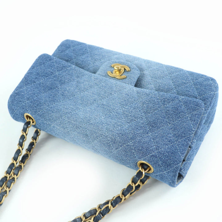 未使用品☆CHANEL シャネル A01112 マトラッセ25 Wフラップ デニムグラデーション Wチェーン ショルダーバッグ ゴールド金具