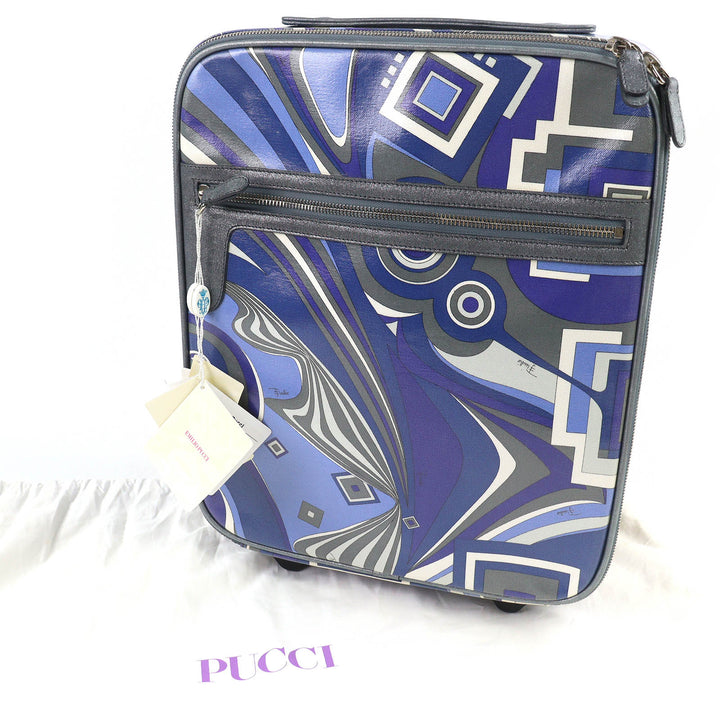 美品△Emilio Pucci エミリオ・プッチ トラベルバッグシリーズ 総柄 トロリーバッグ スーツケース キャリーケース キャリーバッグ ブルー