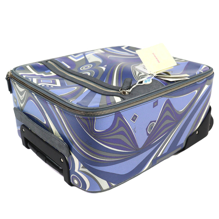 美品△Emilio Pucci エミリオ・プッチ トラベルバッグシリーズ 総柄 トロリーバッグ スーツケース キャリーケース キャリーバッグ ブルー