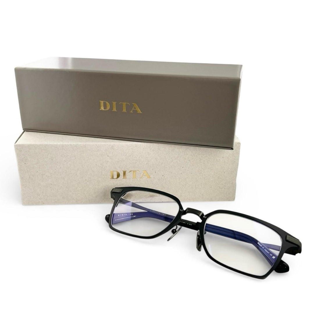 未使用品▲DITA ディータ DTX187 LINRCON-TWO スクエア メガネ 眼鏡 アイウェア マットブラック 51□20 145 箱付き 日本製 レディース